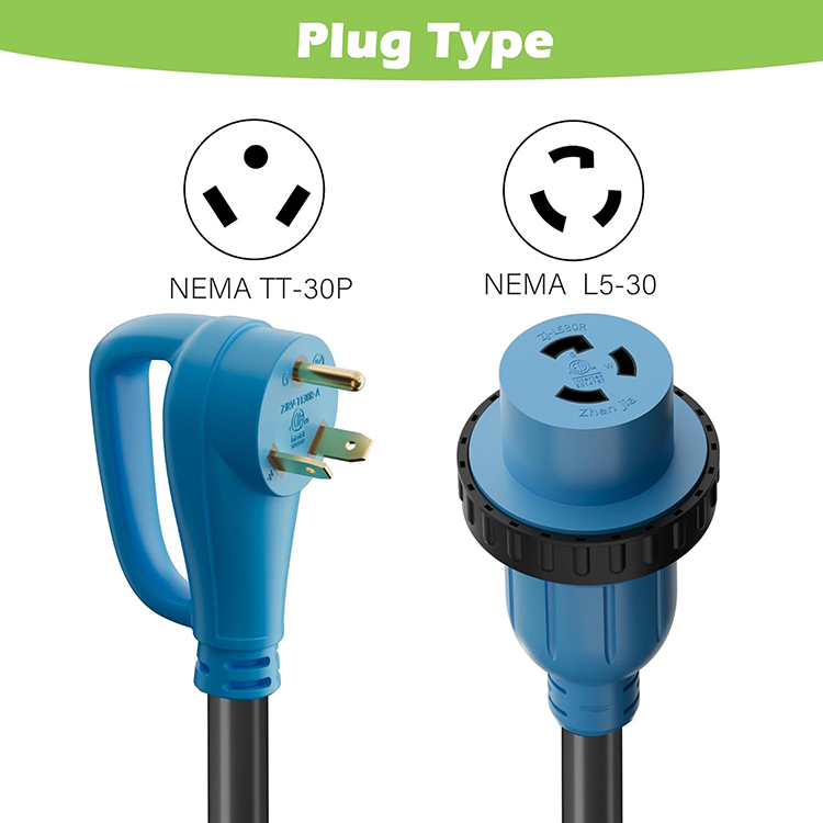 4 Prong 50 Amp to 3 Prong 30 Amp Dog Bone Plug Trailer Camper Power Converter, NEMA 14-50P Male to L5-30R Female
