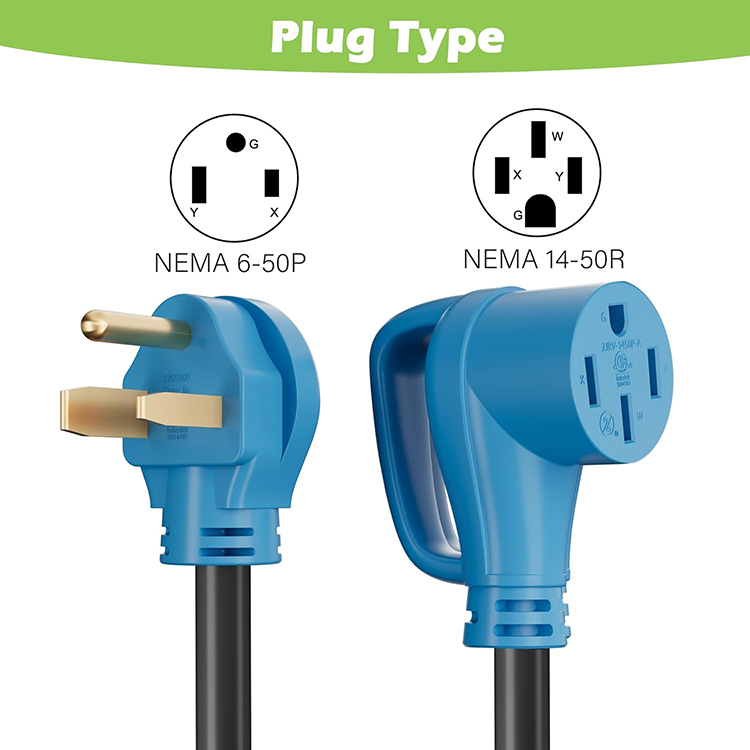 50 Amp 3 Prong Welder Outlet Male Plug to 4 Prong Female EV Converter, NEMA 6-50P to 14-50R