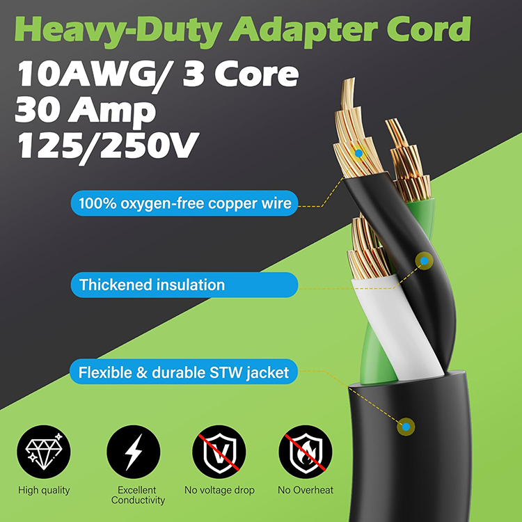 4 Prong 50 Amp to 3 Prong 30 Amp Dog Bone Plug Trailer Camper Power Converter, NEMA 14-50P Male to L5-30R Female