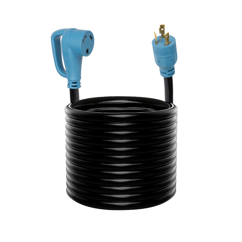 3 Prong Generator to RV Adapter, NEMA L5-30P Male to NEMA TT-30R Female with Handle