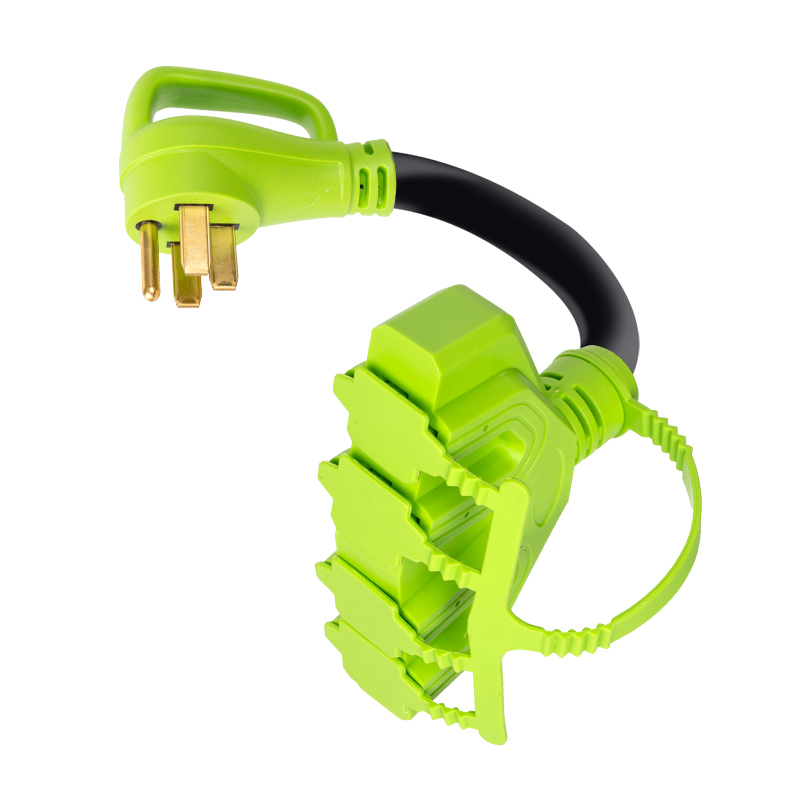 NEMA 14-50P to 4X 5-15R/5-20R Generator Distribution Cord, 4 Prong 14-50P Male Plug